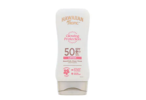 Hawaiian Tropic Glowing Protection Lotion Bräunungsmilch SPF 50+ - Sonnenschutzmittel für Damen, schützt effektiv Körper und Gesicht vor UV-Strahlen, spendet Feuchtigkeit und hilft, Hautalterung sowie Sonnenbrand zu verhindern.