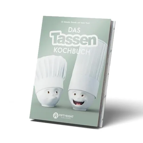 FIFTYEIGHT PRODUCTS Das TASSEN Kochbuch - Kochbuchhalter aus Hardcover, ideal für kreative Köche, mit einem ansprechenden Design und praktischen Maßen für jede Küche.