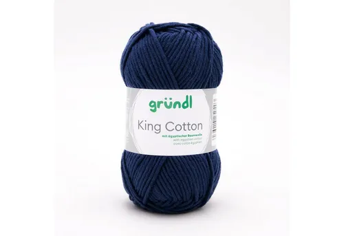 Gründl Wolle King Cotton Baumwollgarn Strickgarn Häkelwolle, 78,00 m (50g Handstrickgarn, Strickwolle, Baumwollmischgarn mit ägyptischer Baumwolle, zum Stricken und Häkeln für Nadelstärke 6 - 7 mm), mit Häkel - Anleitung zum download