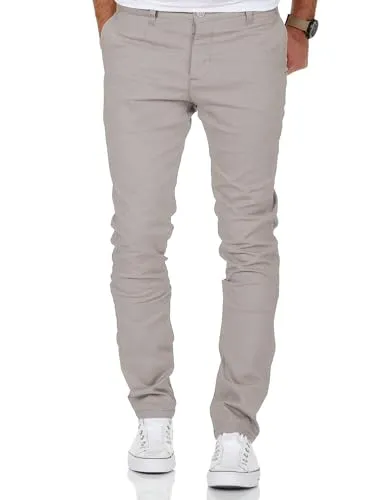REPUBLIX Herren Regular Slim Stretch Chino Hose Fit R7009 Hellgrau W34/L30