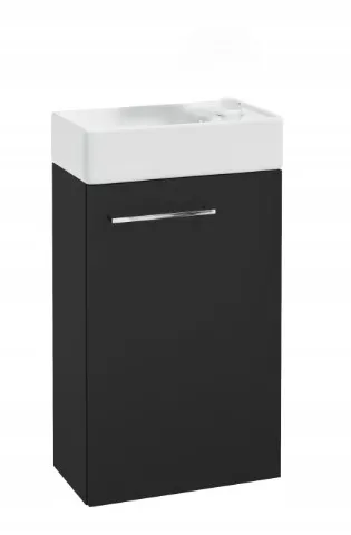 Badezimmerschrank mit hängendem Waschbecken 60x40 schwarz matt Small