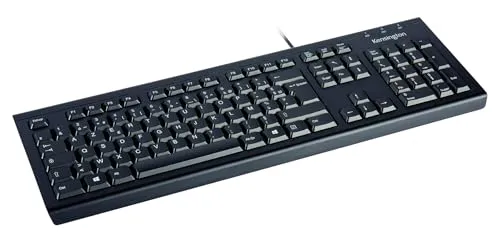 Kensington KB100 EQ – kabelgebundene AZERTY-Tastatur, kompatibel mit Windows & macOS, schlankes Design, schützende wasserdichte Membran, mit 60% recycelten Materialien nach dem Verbrauch (K63727FR)