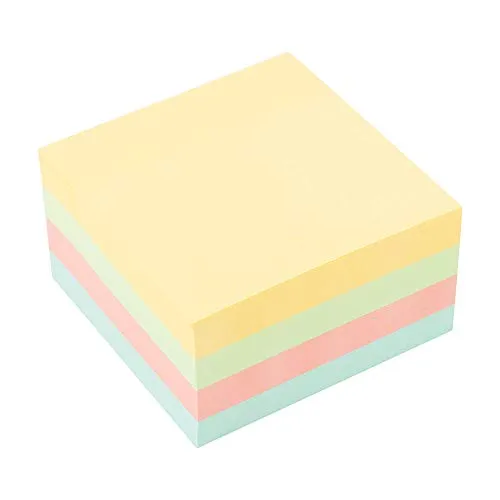 D.RECT 009262 Haftnotizwürfel Super Sticky Notes Selbstklebende Haftnotizzettel in 75x75mm 450 Blatt Pastellfarben