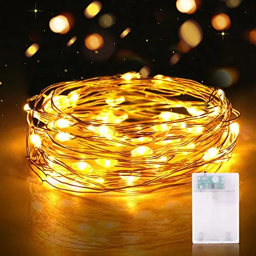 Lichterkette Timer Batterie, 1 Stück 2M 20er Micro LED Lichterkette, Drahtlichterkette Wasserdichte Kupferdraht Lichterketten für Zimmer Weihnachten Halloween Hochzeit