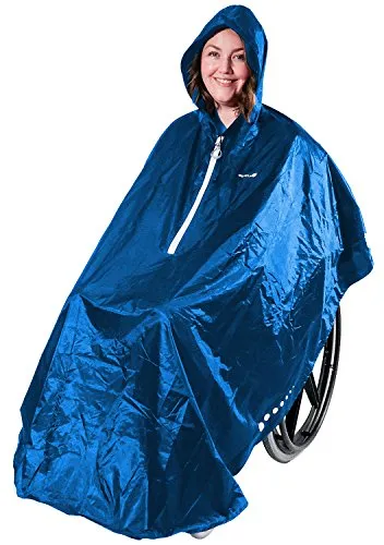 GOTITA Poncho für Rollstühle – Italienisches Design in Königsblau - Zubehör für Rollstühle: 100% wasserdicht mit reflektierenden Details für optimale Sichtbarkeit und Sicherheit, einfach an- und auszuziehen, ideal für windige und regnerische Tage.