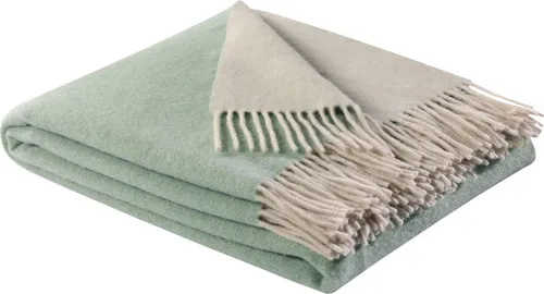 Biederlack Plaid Teal-Green im Doubleface-Look - Hochwertige Kuscheldecke aus 80% Wolle und 20% Kaschmir, 150 cm x 200 cm, OEKO-TEX® zertifiziert, ideal für gemütliche Abende und stilvolle Akzente im Wohnraum.