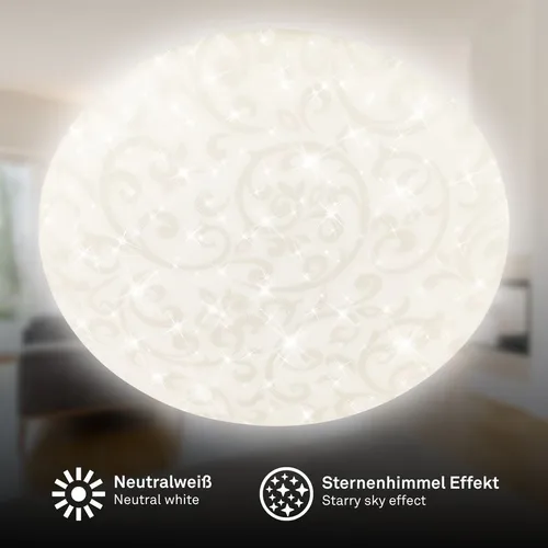 LED Deckenlampe Deckenleuchte Rund Sternenhimmel Floral Neutralweiß Ø27,8cm Weiß
