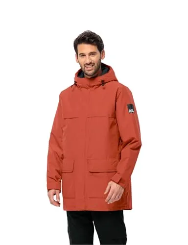 Jack Wolfskin WINTERLAGER PARKA M - Roter Funktionsparka für Herren - Funktionsjacke, atmungsaktiv, wasserdicht und winddicht, ideal für kalte Tage. Mit regulierbarer Kapuze für optimalen Schutz.