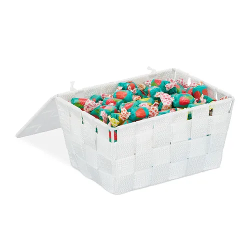 Aufbewahrungskorb Aufbewahrungsbox Badkorb mit Deckel Flechtkorb 1,8 l 190 g