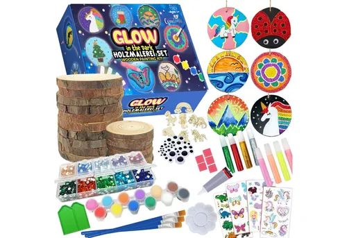 Holz Malset DIY mit 20 Holzscheiben zum Bemalen