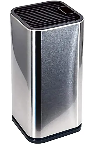 Messerblock, Küchenutensilienhalter aus Stahl, silberne Aufbewahrung mit Schlitzen für Scheren oder scharfe Schneidgegenstände