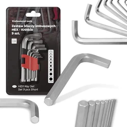 Instalguru 9x Winkelschlüssel Set HEX 1,5-10 mm Kurz Innensechskantschlüssel Sechskantschlüssel Winkelschraubendreher Schlüssel-Set Satz Flachkopf Stahl Halter