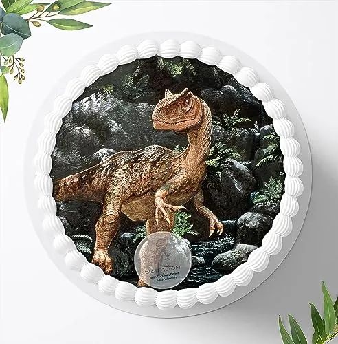 Für die Geburtstags Torte, Zuckerbild mit dem Motiv: Dinosaurier, Dino, Essbares Foto für Torten, Fondant, Tortenaufleger Ø 20cm, 0280c