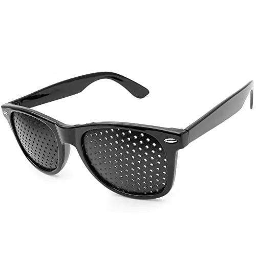 Rasterbrille/Lochbrille für Augentraining zur Entspannung, Gitterbrille mit faltbaren Bügeln, Form B, Farbe: Schwarz - Marke Ganzoo