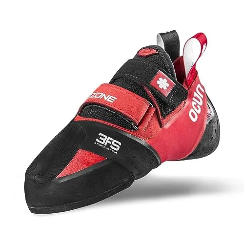 Kletterschuhe OZONE Unisex 7,5 - Kletterschuhe mit revolutionärer Rand-Konstruktion und patentiertem 3-Force-System, perfekt für anspruchsvolle Kletterrouten. Vegan und mit gut haftendem Zehenfleck fürs Toehooking.