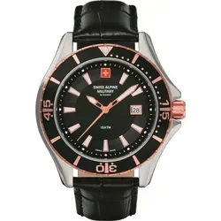 Swiss Alpine Military Herrenuhr 7040.1557 - Sportliche Armbanduhr mit 10 ATM Wasserdichtigkeit, hochwertigem Lederarmband und kratzfestem Mineralglas. Ideal für den aktiven Alltag.