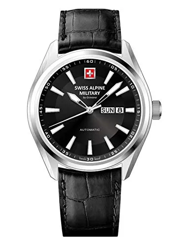 Swiss Alpine Military Automatik Herrenuhr 7090.2537, 43mm - Armbanduhren mit 10 ATM Wasserdichtigkeit und hochwertigem Saphirglas. Ideal für sportliche Herren, die Stil und Funktionalität schätzen.