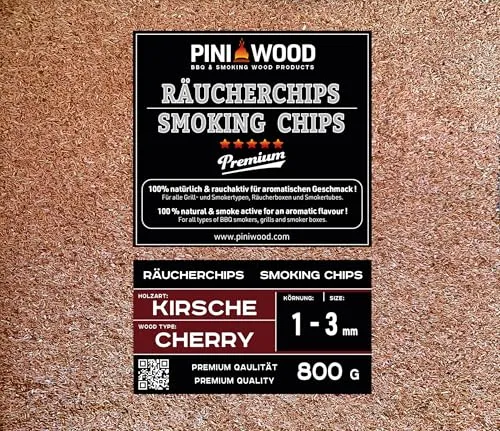 PINI 800 g Räucherchips Kirsche 1-3 mm Smoking Chips Räucherspäne