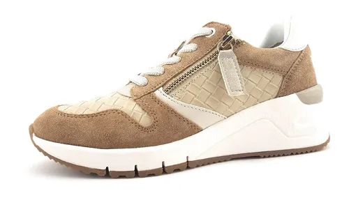 Tamaris Damen Sneaker Low - Beige/Braun/Weiß/Silbergrau 38 - Damen-Sneaker mit Obermaterial aus Leder und Synthetik, ideal für lose Einlagen dank Wechselfußbett und Comfort-Lining für optimalen Tragekomfort.