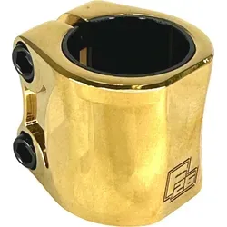 Fantic26 Twinlock Stunt-Scooter Double Clamp 32/35 Goldchrome - Hochwertige Doppelklemme für Stunt-Scooter, leicht mit 106 g. Optimal für Lenker mit 31,8 mm oder 34,9 mm Durchmesser. Robuste Konstruktion sorgt für Stabilität und Sicherheit bei Tricks.