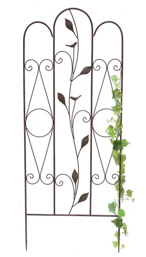 DanDiBo Rankhilfe Metall Rankgitter 120 cm - Stabiles Metall-Rankgitter für Kletterpflanzen, ideal als stilvolle Garten-Deko oder Sichtschutz. Mit geschwungenem Rankmuster und dekorativen Vögeln.