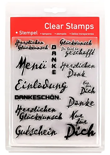 Clear Stamp Set - Texte 1 - 12-teilig ~14x18cm - Stempel Transparent 46806