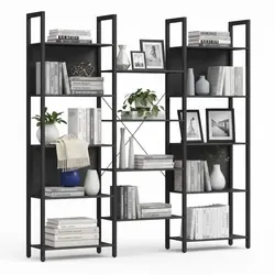 Stilvolles Bücherregal für Wohnzimmer und Flur - Industrielles Regal mit 14 Ablagen, ideal für jedes Zimmer. Robuste Faserplatte und Eisen sorgen für Langlebigkeit und Eleganz.