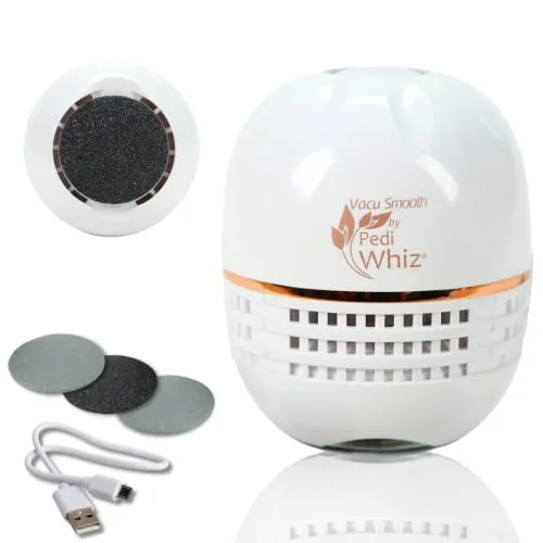 Kallus Hornhautentferner Professionell VACU SMOOTH By PediWhiz, Professionell, 2-Gang-Maschine mit Polierkopf Klein Handlich und Leicht für Nagelhaut und Harte Haut mit USB