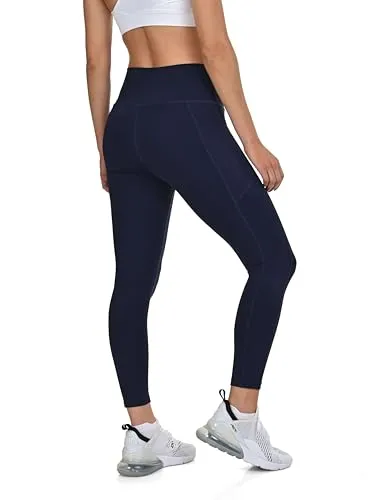 TCA Sport Leggings für Damen - Dunkelblau, L - Damen Yoga-Leggings mit High-Waist-Design, blickdichtem Material und praktischen Seitentaschen für ultimativen Komfort beim Training und im Alltag.