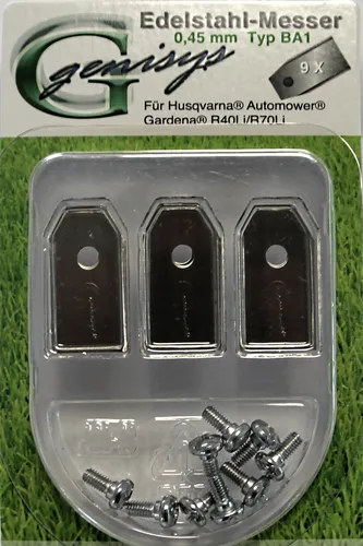 Ersatz Messer Klingen f Husqvarna Automower Gardena Mähroboter 0,45mm + Schr. 9