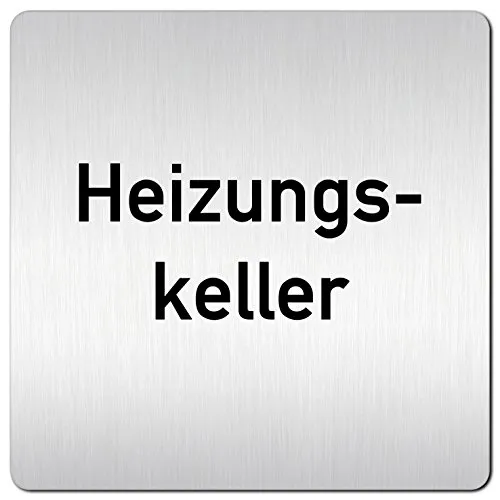 Türschilder24 XXL Schild - Türschild (B) • 125 x 125 mm • Heizungskeller • 1,5 mm Aluminium Vollmaterial • 100% Made in Germany