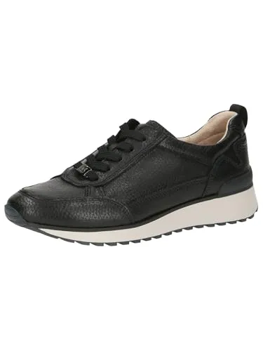 CAPRICE Damen Sneaker aus Leder, Schwarz (Black Deer), 38 EU - Damen-Sneaker mit AIRMOTION Sohlentechnologie für optimale Zirkulation und Komfort. Hochwertiges Leder und Wechselfußbett ermöglichen individuelle Anpassung für ein ideales Tragegefühl.