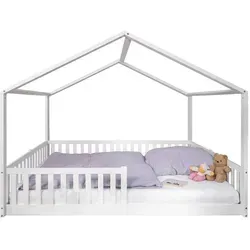 tiSsi® Bodenbett Hausbett ENNO 140x200 cm Buche weiß