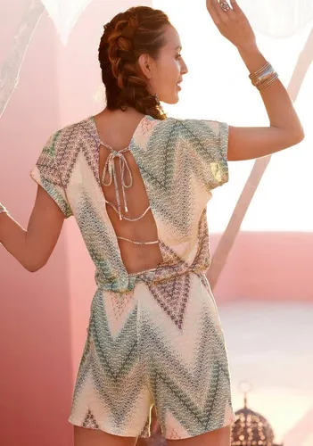 LASCANA Kurzoverall mit tiefem Rückenausschnitt und Alloverprint, sommerlicher Jumpsuit