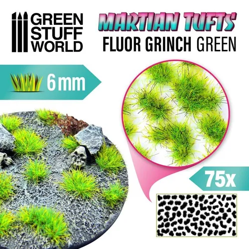 Green Stuff World Martian Tufts Fluor Grinch Green 6mm Büsche Terrain Rasen