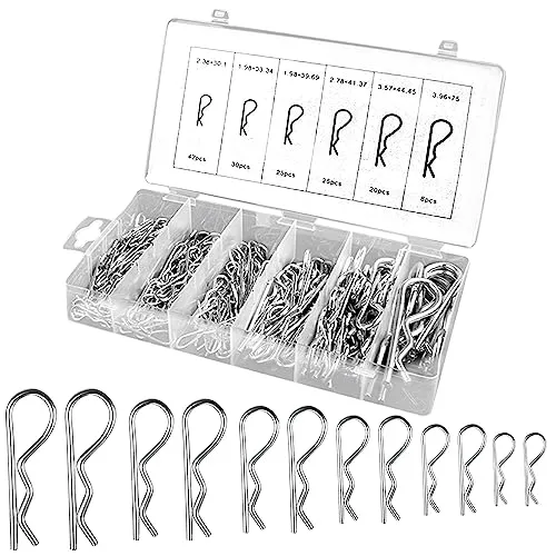 Stück Splinte Sortiment R Clips Set,6 Größen Edelstahl Splint Federsplinte Sicherungsklammer Splint,Haltefeder Anhängerkupplung Splinte für LKWs Traktoren Rasenmäher Autos Wohnmobil 180