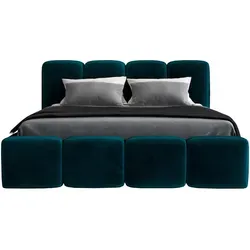 Polsterbett DONA-OM 90 x 200 mit Bettkasten in Grün - Stilvolles Polsterbett mit Bettkasten, ideal für platzsparende Lösungen. Hochwertige Materialien garantieren Langlebigkeit und einfache Reinigung. Inklusive Lattenrost für optimalen Schlafkomfort.