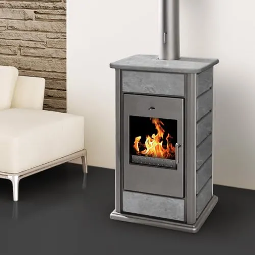 Schmitzker 1110 Alicante Wasserführender Kaminofen Anthrazit Speckstein/A+