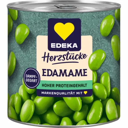 Edeka Herzstücke Edamame grüne Sojabohnen Dampfgegart 140g Dose