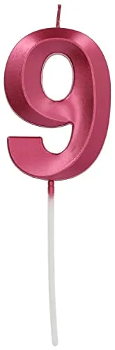 Folat 18889 - Kerze für Kuchen Glamour Vibes Red - ca. 10 cm hoch - Zahl 9