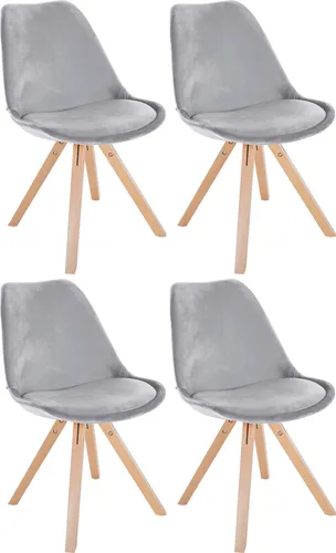 CLP 4er Set Stühle Sofia mit Samtbezug in silber von CLP