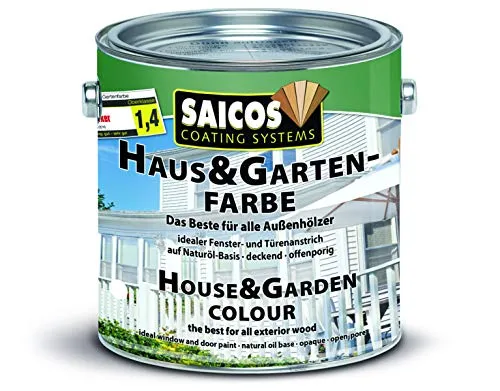 Saicos 2310 500 Haus und Gartenfarbe bordaurot 2.5 l - Lacke für Außenholz, auf Naturöl-Basis, blockfest und seidenmatt – ideal für Holzfassaden, Türen und Gartenhäuser.