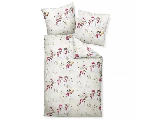 Janine Bettwäsche Davos, 155x220 cm, Blau-Rot von Janine