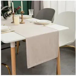 Simurq Tischläufer Modern Outdoor - Indoor Abwaschbar, (Table Runner Tischband, Pflegeleicht & fleckenabweisend Läufer) beige 40 cm x 180 cm