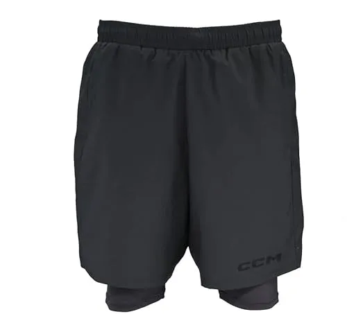 CCM Herren 2-in-1 Trainingshosen (Schwarz, Große: M)