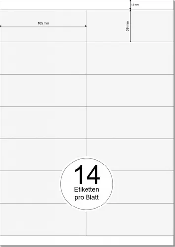 PRINTATION Papier-Etiketten (B105xH39mm) 100xA4 à 14 Eti. 1558470-GP