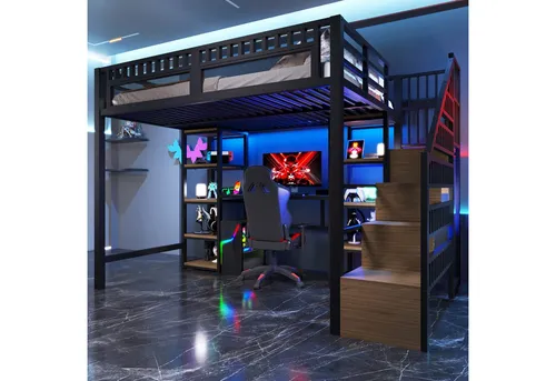 SOFTWEARY Etagenbett mit Rutsche und Aufbewahrung - Kiefer Etagenbett mit Lattenrost und Treppe, ideal für Kinderzimmer, inklusive Rausfallschutz und praktischen Schubladen für mehr Stauraum.