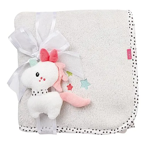 Fehn 057256 Kuscheldecke Einhorn/Kuschelige Schmusedecke für Babys und Kleinkinder ab 0+ Monaten - zum Kuscheln, als Krabbelunterlage, Schnuffeltuch oder Zudecke für zuhause und unterwegs