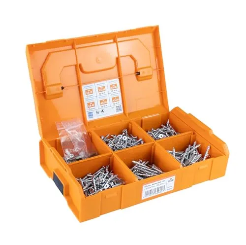 Heco Sortimentskoffer 700 TOPIX-plus - Schraubensortiment mit 700 hochwertigen Holzschrauben in 6 Abmessungen, inklusive robuster L-Boxx Mini für optimale Organisation und schnellen Zugriff.