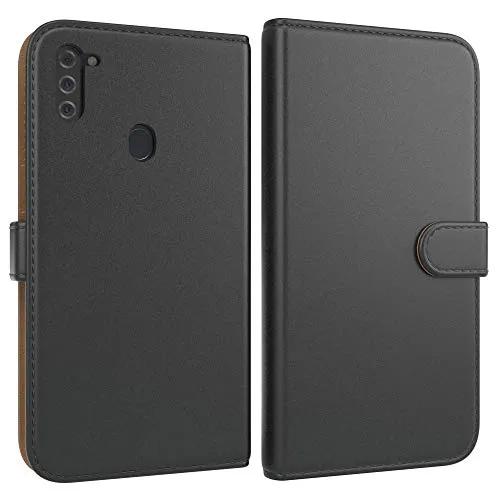 EAZY CASE Tasche kompatibel mit Samsung Galaxy M11 Schutzhülle mit Standfunktion Klapphülle im Bookstyle, Handytasche Handyhülle Flip Cover mit Magnetverschluss und Kartenfach, Kunstleder, Schwarz